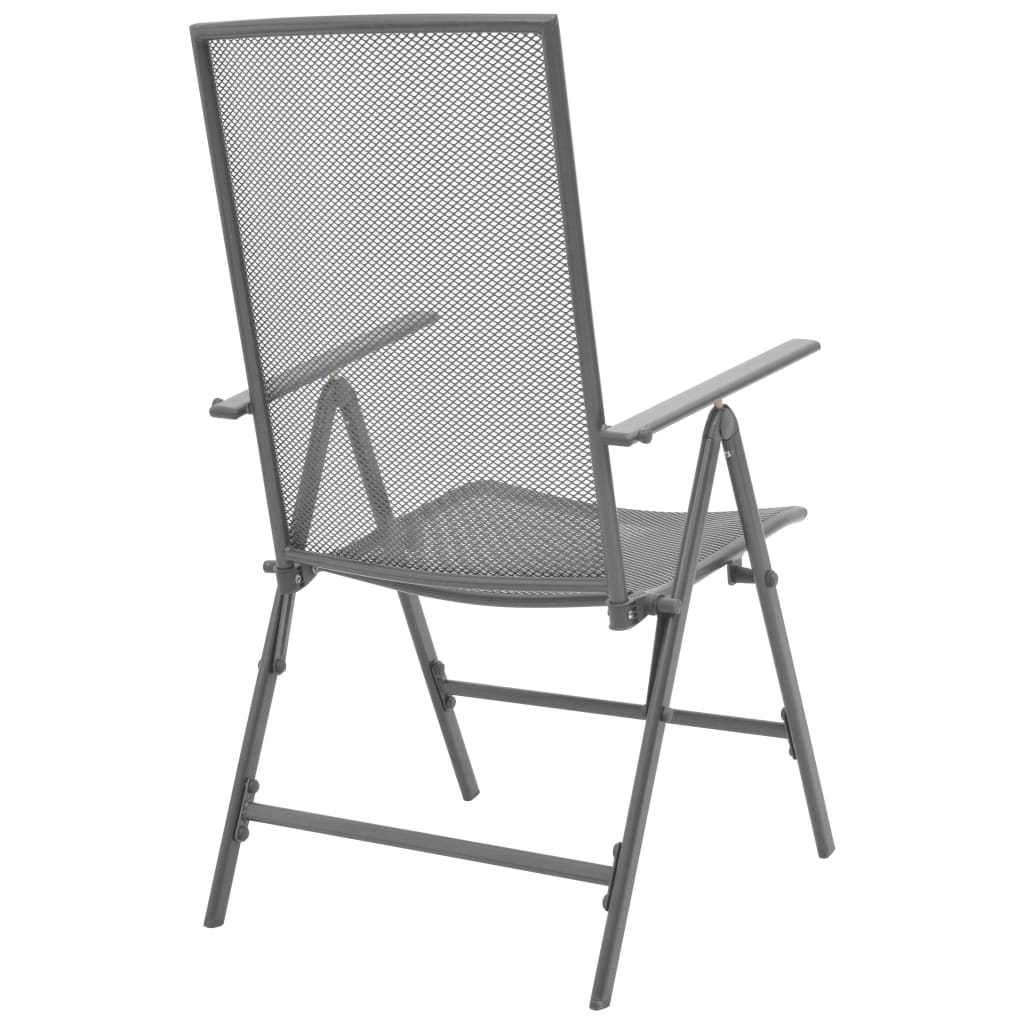 vidaXL Stackable Garden Chairs 2 pcs Steel Grey | SKU: 42716 | Barcode: 8718475503217