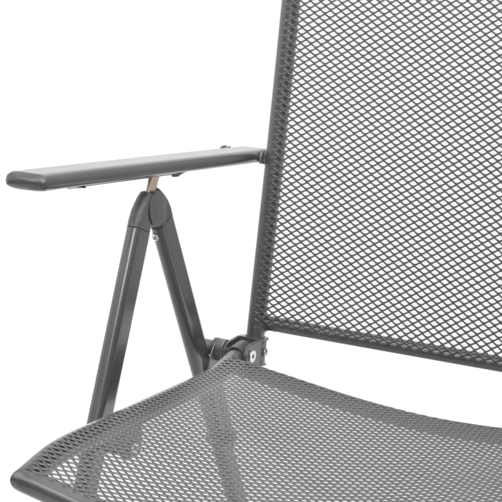vidaXL Stackable Garden Chairs 2 pcs Steel Grey | SKU: 42716 | Barcode: 8718475503217