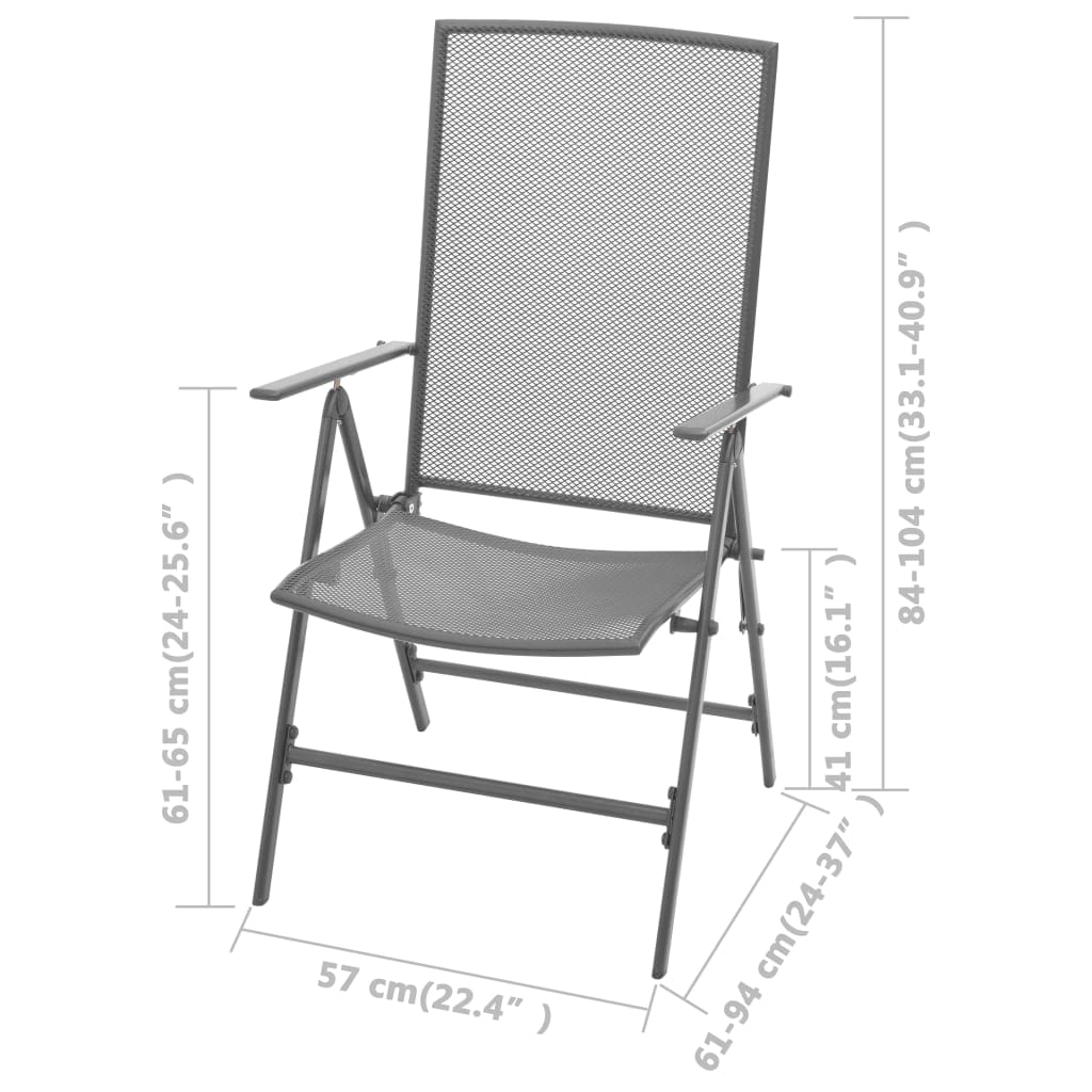 vidaXL Stackable Garden Chairs 2 pcs Steel Grey | SKU: 42716 | Barcode: 8718475503217