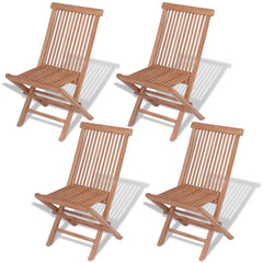 vidaXL Folding Garden Chairs 4 pcs Solid Teak Wood | SKU: 43040 | Barcode: 8718475506140
