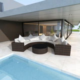 VidaXL Brown Poly Rattan 6 Piece Garden Lounge Set With Cushions Near Pool | SKU: 43066 | UPC: 8718475506294