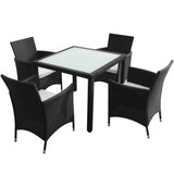 VidaXL Black Poly Rattan 5 Piece Outdoor Dining Set With Square Table | SKU: 43130 | Barcode: 8718475506935