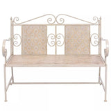 vidaXL Garden Bench 115 cm Steel Vintage White | SKU: 43148 | Barcode: 8718475507116