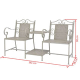 vidaXL 2 Seater Garden Bench 161 cm Steel Grey | SKU: 43151 | Barcode: 8718475507147