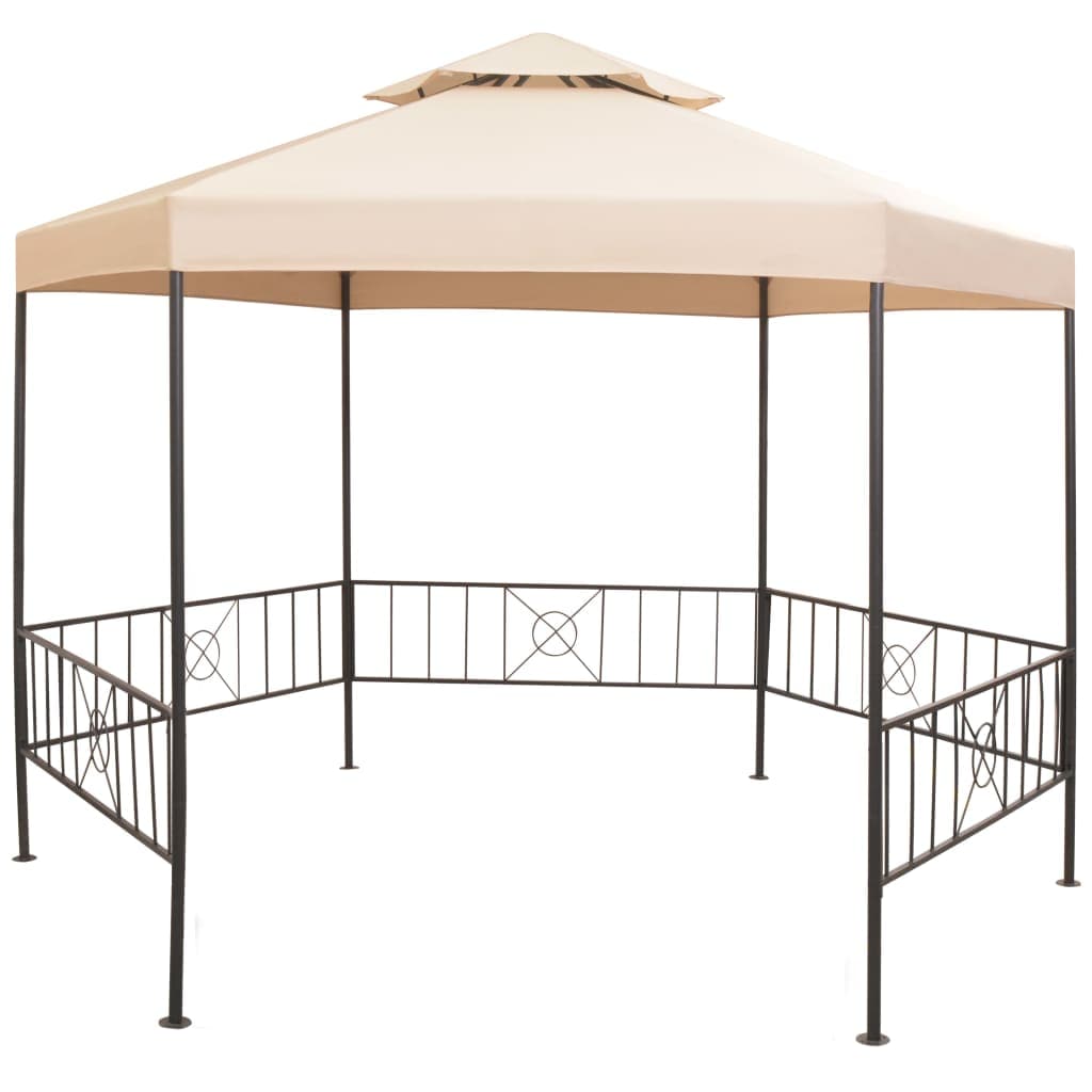 VidaXL Hexagonal Beige Garden Marquee / Gazebo 323x265cm | SKU: 43165 | UPC: 8718475507284 | Weight: 26.3kg
