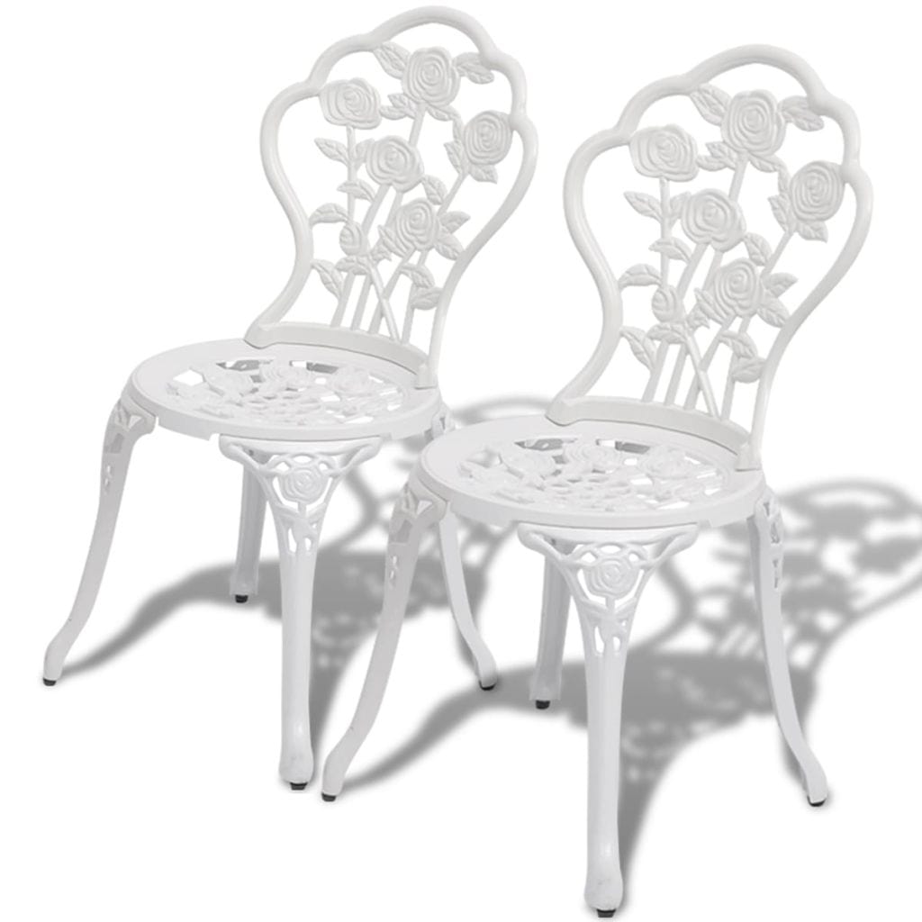 vidaXL Bistro Chairs 2 pcs Cast Aluminium White | SKU: 43176 | Barcode: 8718475507390