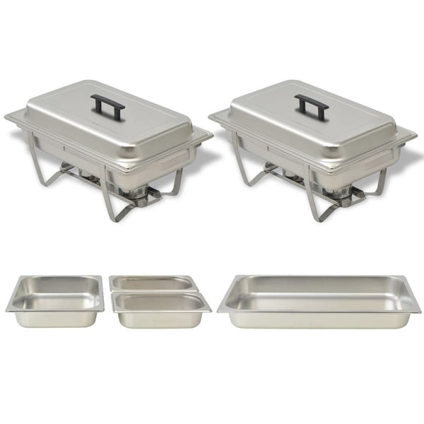 VidaXL Stainless Steel 2 Piece Chafing Dish Set | SKU: 50528 | UPC: 8718475508755 | Weight: 9.5kg
