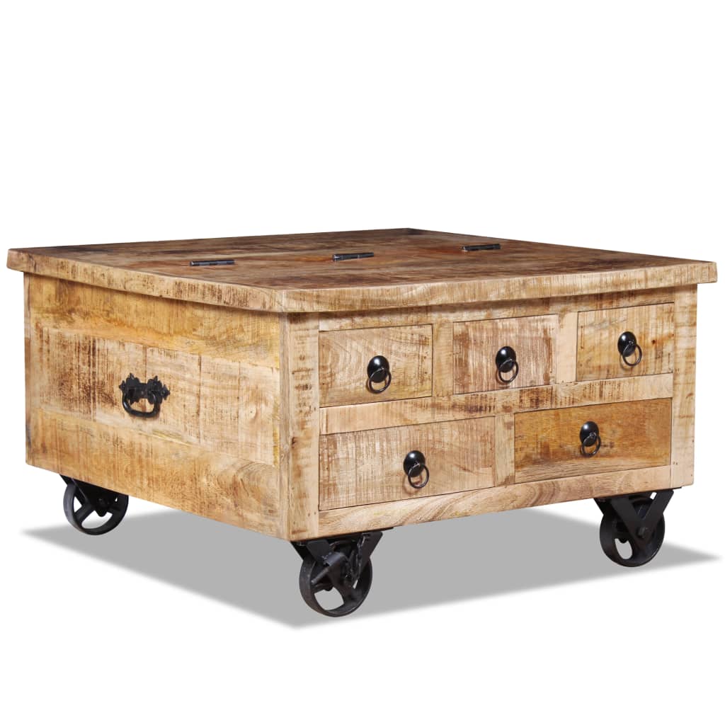 vidaXL Coffee Table Rough Mango Wood 70x70x40 cm | SKU: 243979 | Barcode: 8718475528548