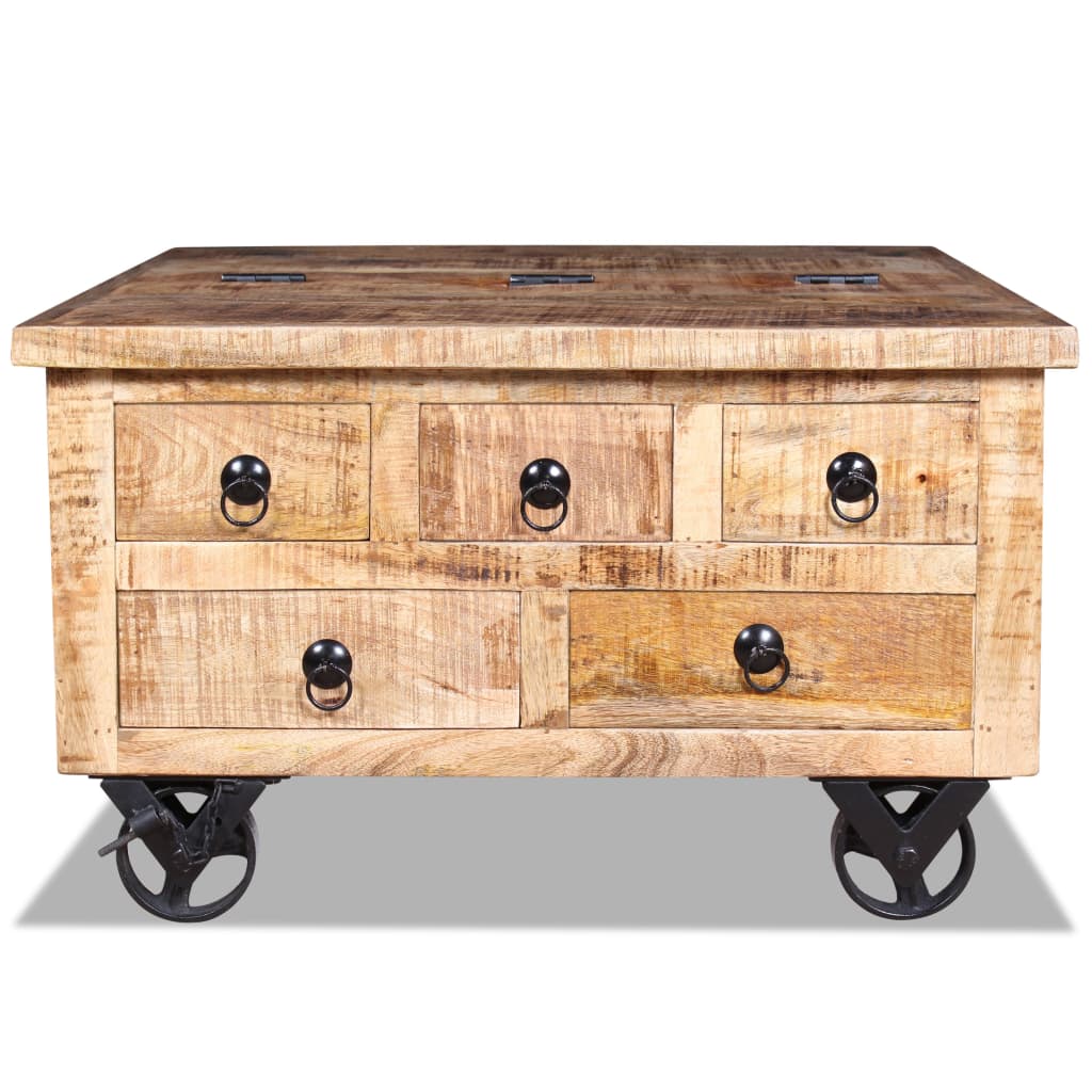vidaXL Coffee Table Rough Mango Wood 70x70x40 cm | SKU: 243979 | Barcode: 8718475528548