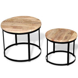 vidaXL Two Piece Coffee Table Set Rough Mango Wood Round 40 cm/50 cm | SKU: 244006 | Barcode: 8718475528814
