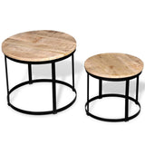 vidaXL Two Piece Coffee Table Set Rough Mango Wood Round 40 cm/50 cm | SKU: 244006 | Barcode: 8718475528814