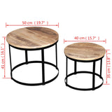 vidaXL Two Piece Coffee Table Set Rough Mango Wood Round 40 cm/50 cm | SKU: 244006 | Barcode: 8718475528814