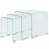 vidaXL Three Piece Nesting Table Set Tempered Glass Clear | SKU: 244190 | Barcode: 8718475530596
