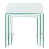 vidaXL Three Piece Nesting Table Set Tempered Glass Clear | SKU: 244190 | Barcode: 8718475530596