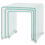 vidaXL Three Piece Nesting Table Set Tempered Glass Clear | SKU: 244190 | Barcode: 8718475530596