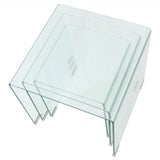 vidaXL Three Piece Nesting Table Set Tempered Glass Clear | SKU: 244190 | Barcode: 8718475530596