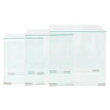 vidaXL Three Piece Nesting Table Set Tempered Glass Clear | SKU: 244190 | Barcode: 8718475530596
