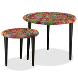 vidaXL Coffee Table Set 2 Pieces Chindi Weave Details Multicolour | SKU: 244213 | Barcode: 8718475530824
