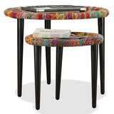 vidaXL Coffee Table Set 2 Pieces Chindi Weave Details Multicolour | SKU: 244213 | Barcode: 8718475530824