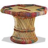 vidaXL Coffee Table Bamboo With Chindi Details Multicolour | SKU: 244214 | Barcode: 8718475530831