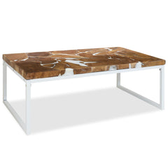 vidaXL Coffee Table Teak Resin 110x60x40 cm White And Brown | SKU: 244553 | Barcode: 8718475533405