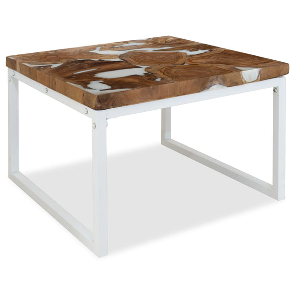 vidaXL Coffee Table Teak Resin 60x60x40 cm White And Brown | SKU: 244554 | Barcode: 8718475533412
