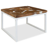 vidaXL Coffee Table Teak Resin 60x60x40 cm White And Brown | SKU: 244554 | Barcode: 8718475533412