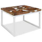 vidaXL Coffee Table Teak Resin 60x60x40 cm White And Brown | SKU: 244554 | Barcode: 8718475533412