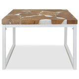 vidaXL Coffee Table Teak Resin 60x60x40 cm White And Brown | SKU: 244554 | Barcode: 8718475533412