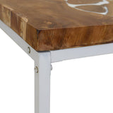 vidaXL Coffee Table Teak Resin 60x60x40 cm White And Brown | SKU: 244554 | Barcode: 8718475533412