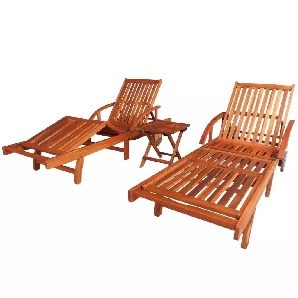 vidaXL Sun Loungers 2 pcs With Table Solid Acacia Wood | SKU: 274662 | Barcode: 8718475554806