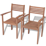 vidaXL Stackable Garden Chairs 2 pcs Solid Teak Wood | SKU: 43036 | Barcode: 8718475559108