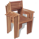 vidaXL Stackable Garden Chairs 4 pcs Solid Teak Wood | SKU: 43037 | Barcode: 8718475559115