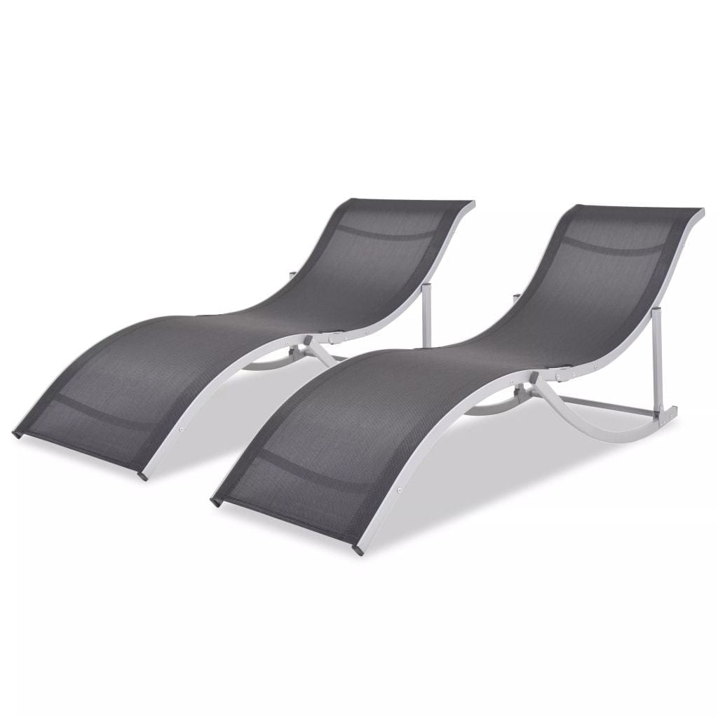 vidaXL Folding Sun Loungers 2 pcs Aluminium And Textilene | SKU: 43654 | Barcode: 8718475566502