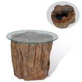 vidaXL Coffee Table Teak Glass 50x40 cm | SKU: 245069 | Barcode: 8718475568322