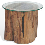 vidaXL Coffee Table Teak Glass 50x40 cm | SKU: 245069 | Barcode: 8718475568322