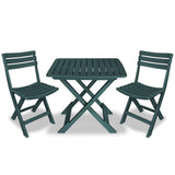 VidaXL Plastic 3 Piece Folding Bistro Set In Green Colour | SKU: 43582 | UPC: 8718475570523