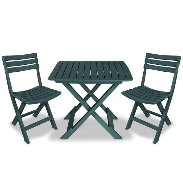 VidaXL Plastic 3 Piece Folding Bistro Set In Green Colour | SKU: 43582 | UPC: 8718475570523