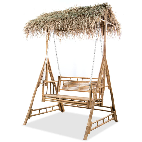 vidaXL 2-Seater Swing Bench With Palm Leaves Bamboo 202 cm | SKU: 43712 | Barcode: 8718475576785
