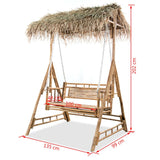 vidaXL 2-Seater Swing Bench With Palm Leaves Bamboo 202 cm | SKU: 43712 | Barcode: 8718475576785