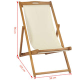 vidaXL Deck Chair Teak 56x105x96 cm Cream | SKU: 43802 | Barcode: 8718475580966