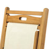 vidaXL Deck Chair Teak 56x105x96 cm Cream | SKU: 43802 | Barcode: 8718475580966