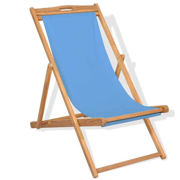 vidaXL Deck Chair Teak 56x105x96 cm Blue | SKU: 43803 | Barcode: 8718475580973