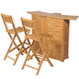 VidaXL 3 Piece Solid Teak Wood Bistro Set With Folding Chairs