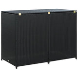 vidaXL Double Wheelie Bin Shed Poly Rattan Black 148x80x111 cm | SKU: 43887 | Barcode: 8718475592891