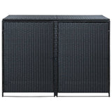 vidaXL Double Wheelie Bin Shed Poly Rattan Black 148x80x111 cm | SKU: 43887 | Barcode: 8718475592891