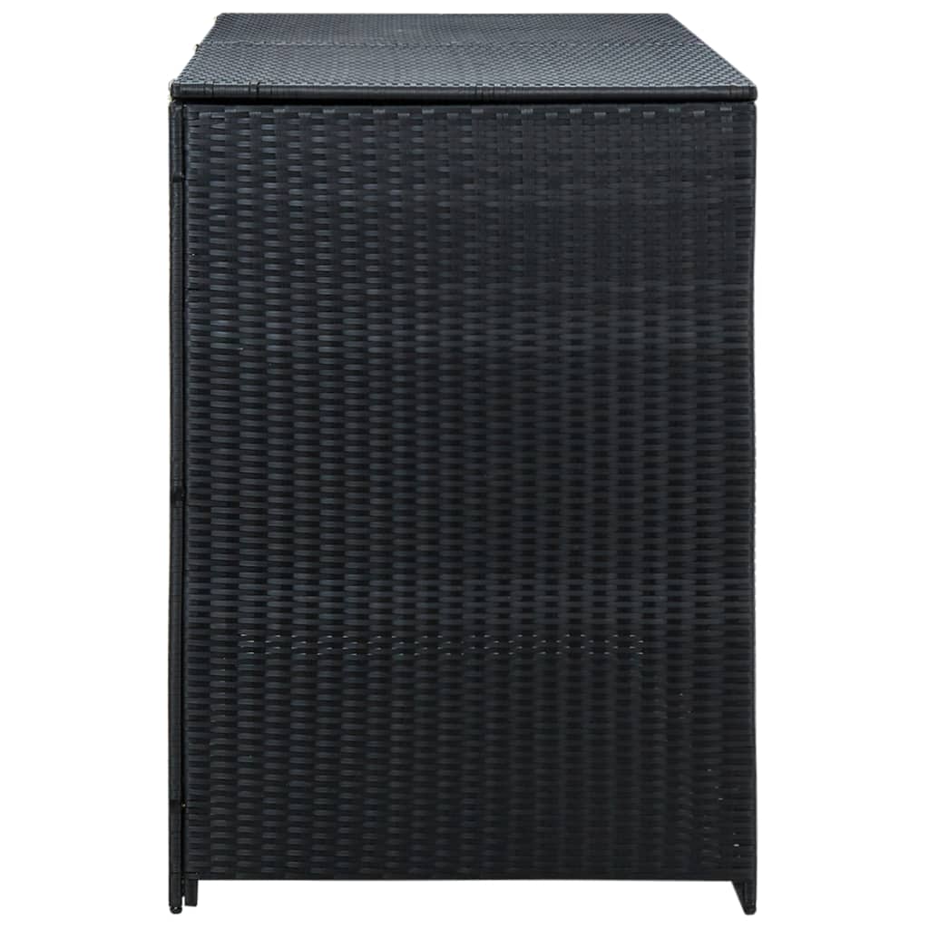 vidaXL Double Wheelie Bin Shed Poly Rattan Black 148x80x111 cm | SKU: 43887 | Barcode: 8718475592891