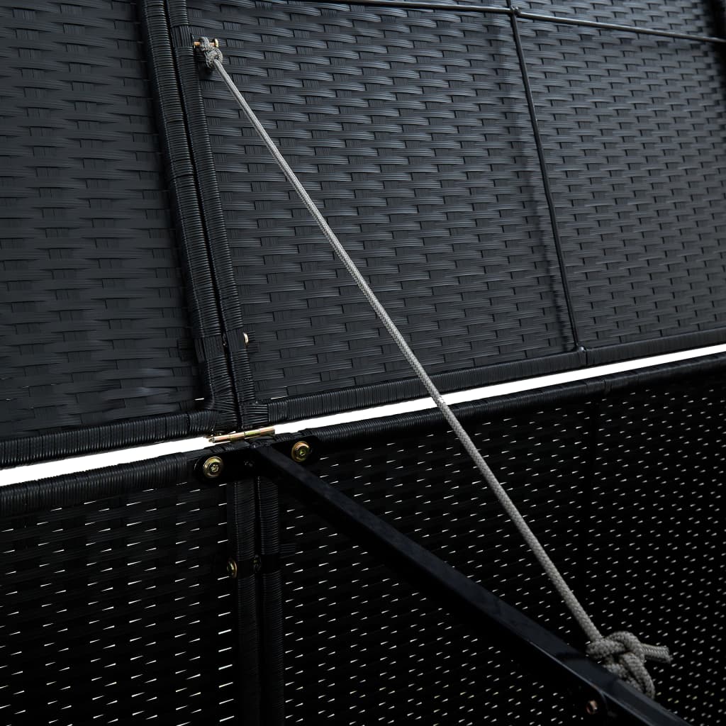 vidaXL Double Wheelie Bin Shed Poly Rattan Black 148x80x111 cm | SKU: 43887 | Barcode: 8718475592891