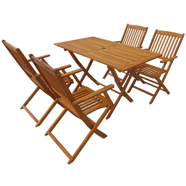 VidaXL Acacia Wood 5 Piece Folding Dining Set With Rectangular Table | SKU: 44056 | UPC: 8718475614333