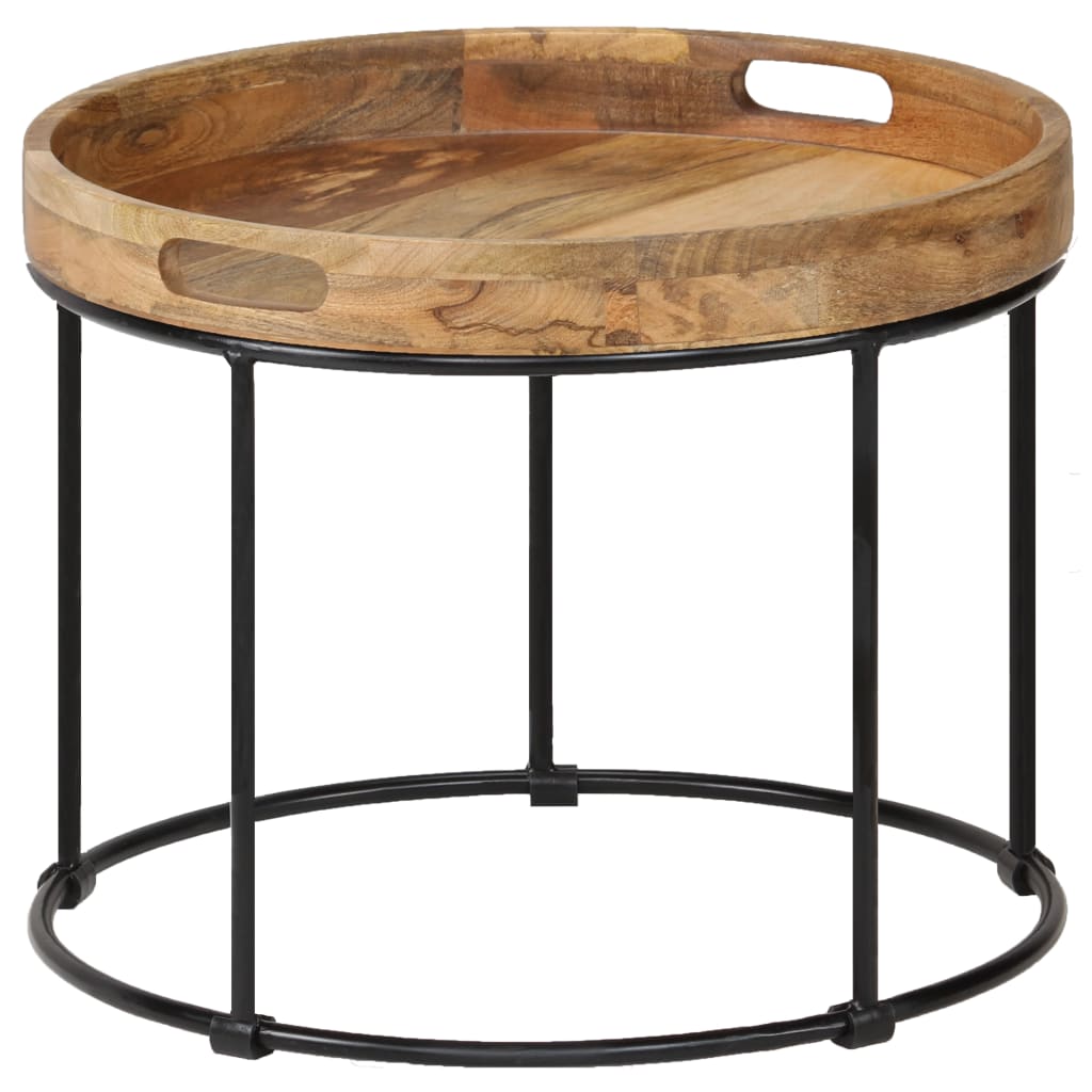 vidaXL Coffee Table Solid Mange Wood And Steel 50x40 cm | SKU: 246672 | Barcode: 8718475619413